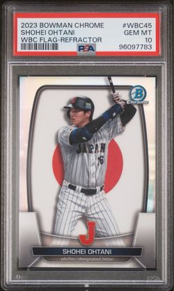 2023 BOWMAN CHROME WORLD BASEBALL CLASSIC FLAG #WBC45 SHOHEI OHTANI /499 PSA 10
