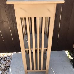 TALL TABLE - 14”X14”X 3FT TALL WITH TWO SHELVES 