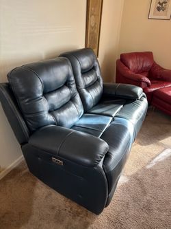 Leather Power Dual Recliners Loveseat