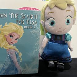 DISNEY ELSA SOFT DOLL - 12 INCH WITH NEW BOOK - CUTE SET
