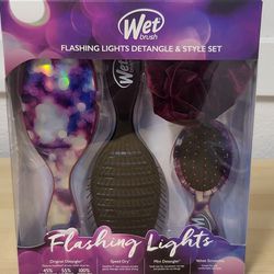 Wet Brush Gift Set “Flashing Lights” Print/Pattern Brushes +Scrunchie
