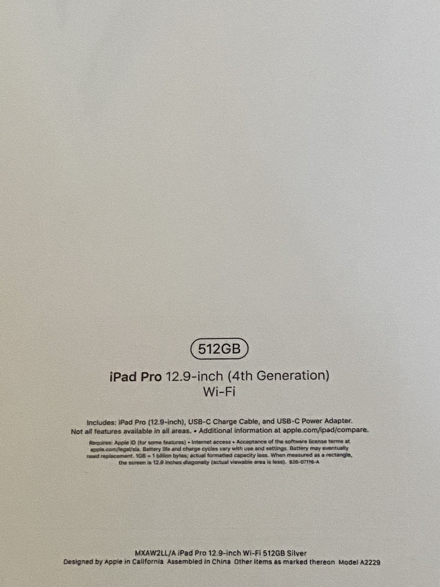 iPad Pro 12.9 inch 4th Gen 512GB space grey Brand new Sealed