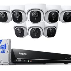 REOLINK 16CH 4K Security Dome Camera System with 4TB HDD 8pcs 8MP PoE Camera, Smart Person Detection