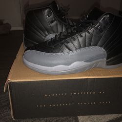 Jordan 12  black grey wolfs