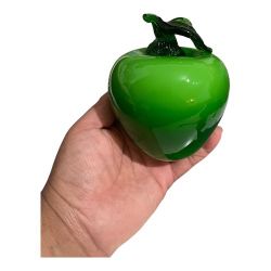 •Vintage Green Decorative Glass Apple Sculpture - Home Art