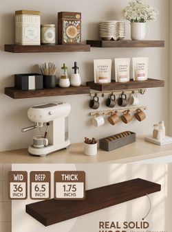 Set Of 4 -Walnut 36 inch Floating Shelf [NEW] **Assembly Req** 