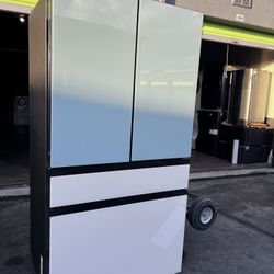 Bespoke 23 cu. ft. Counter Depth 4-Door French Door Smart Refrigerator in Morning Blue/White Glass with Beverage Center