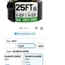 25 Foot 50 AMP Extension