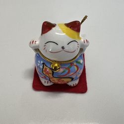 1.5" Maneki Neko Mini Lucky Cat Ceramic Fortune Cat Figurine Home Decorative