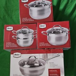 NEW STAINLESS STEEL  9-PIECE PARINI COOKWARE SET