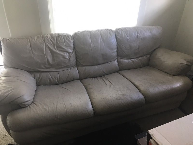 White leather couch