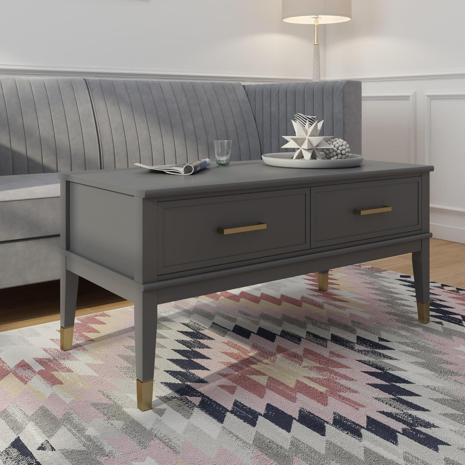 CosmoLiving by Cosmopolitan Westerleigh 20.4 in. Graphite Gray Rectangular Lift-Top MDF Coffee Table