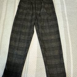Zara Boys Plaid Grey Brown Dress pants
