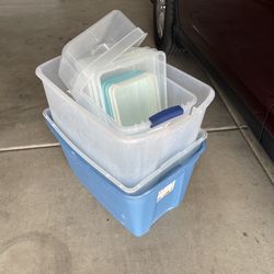  Plastic Storage Bins  No Lids!!