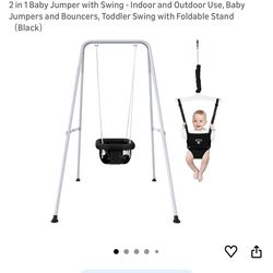 2 in 1 Baby Jumper with Swing - Indoor and Outdoor Use, Toddler Swing with Foldable Stand （black)
