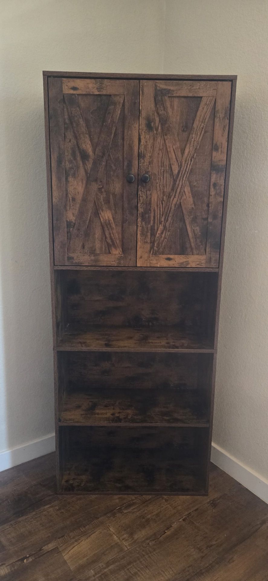 Rustic Farmhouse Storage Cabinet / Bookshelf with Doors
