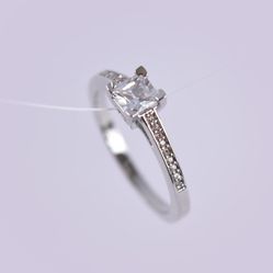 Diamond Birthstone Ring Princess-Cut Valentine's Day Gift 