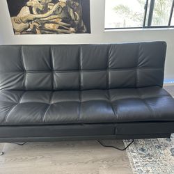 Serta Queen Leather Black Couch Futon