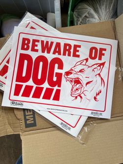 Beware of dog thin plastic sign bazic brand 12x16 inches