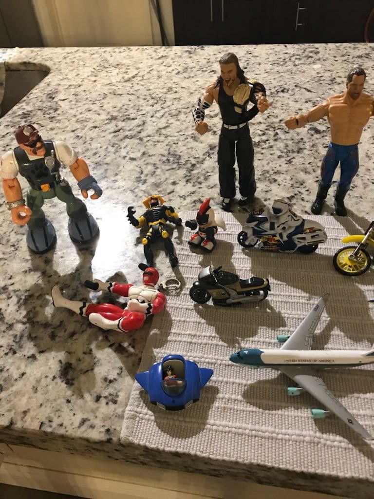 ACTION FIGURES, WRESTLERS, VARIOUS CARS AND VEHICLES