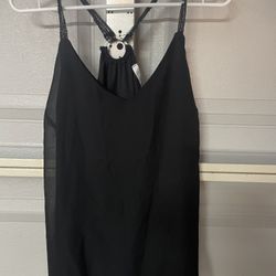 Charlotte Russe Black  halter Top Embellished blouse Large z