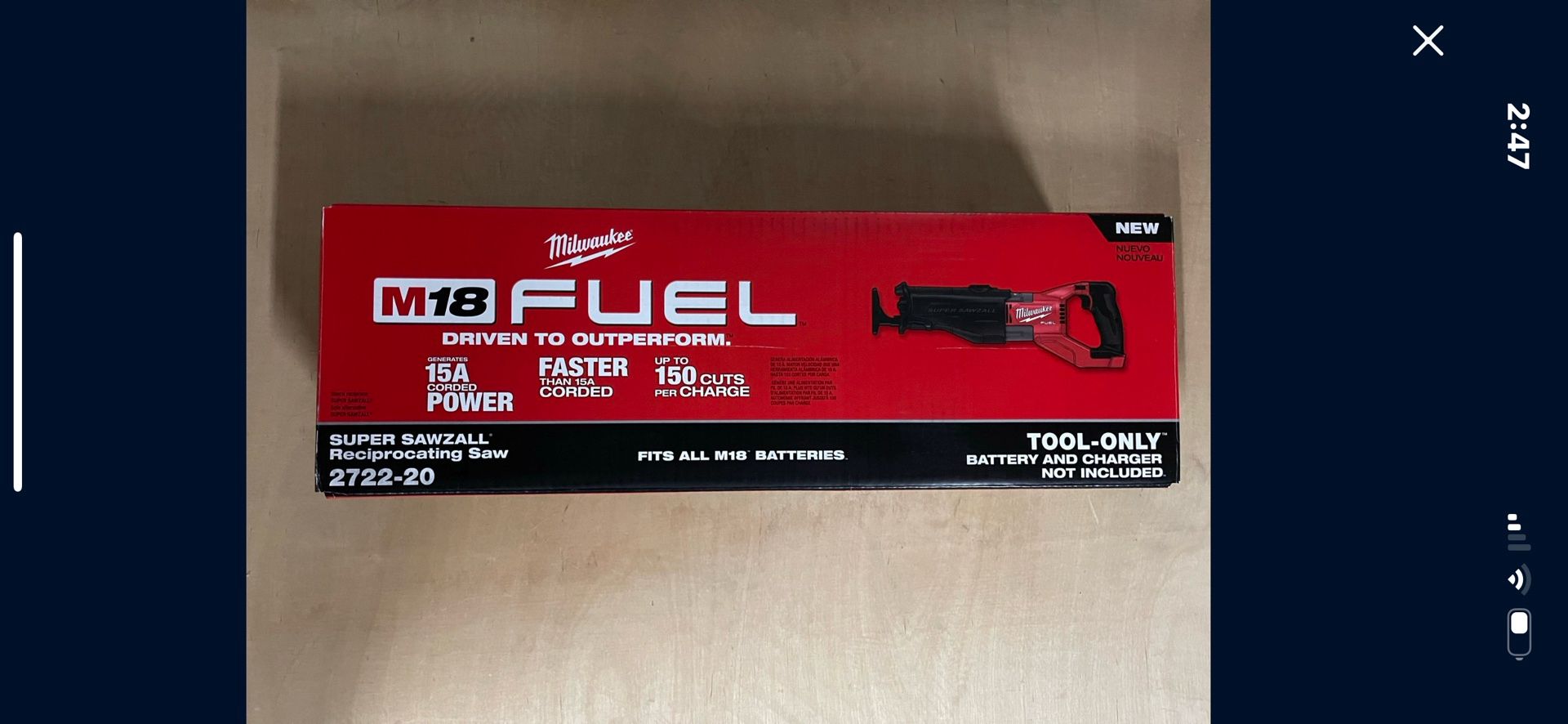 Milwaukee M18 Fuel Súper Sawzall Brand New….$195