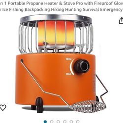 2 in 1 Portable Propane Heater & Stove Pro with Fireproof Gloves for Ice Fishing Backpacking Hiking Hunting Survival Emergency
