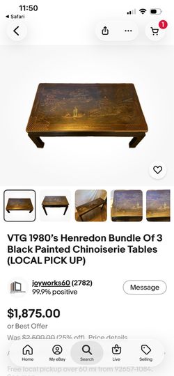 Henredon mahogany hand carved, painted coffee table