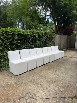 RH Ellison Set of 8 Dining Chairs White Performance Linen Restoration Hardware