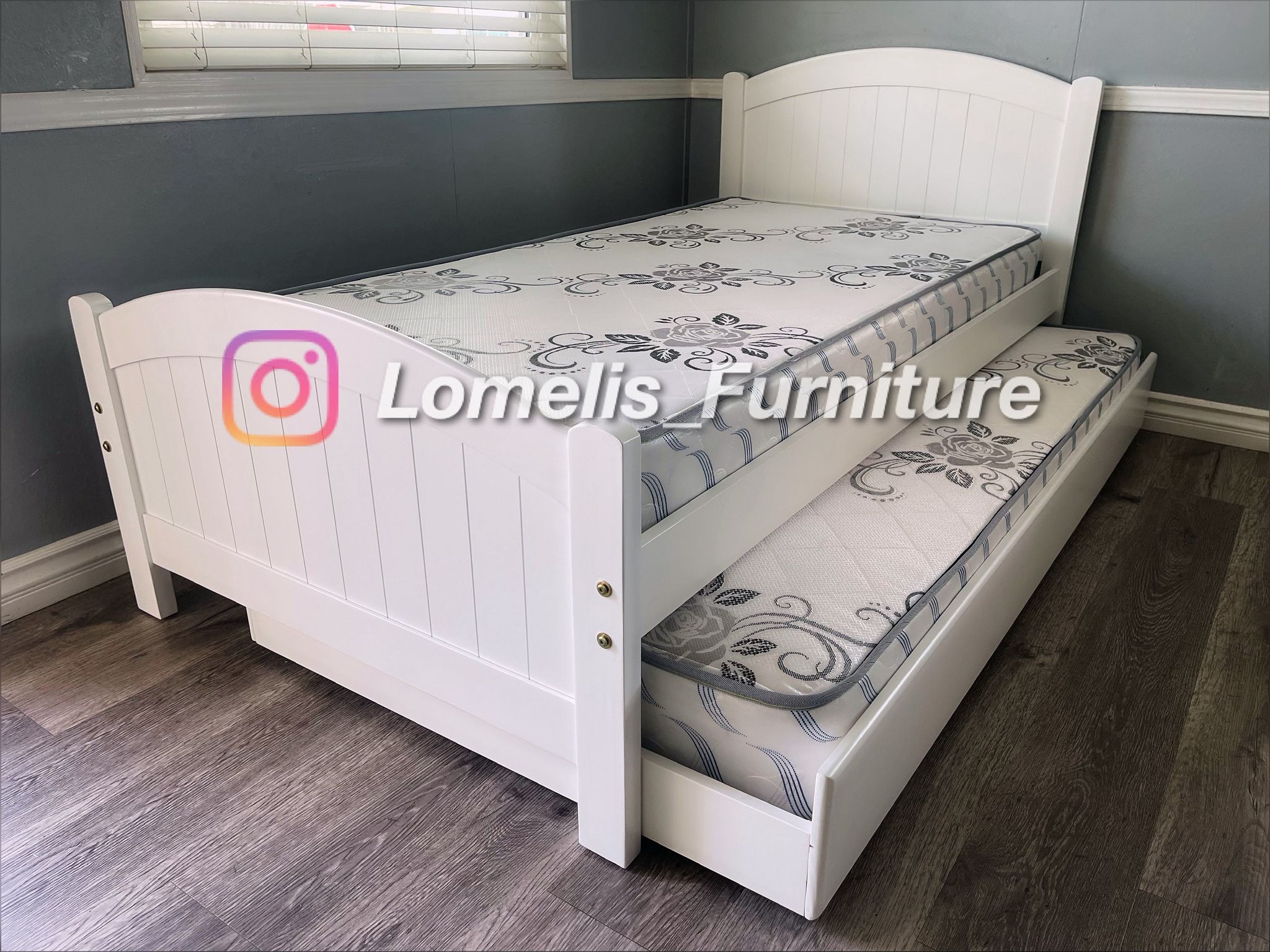 Twin Twin Size White Trundle W Ortho Mattress 