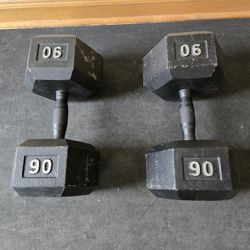 90lb Metal Hex Dumbbells--