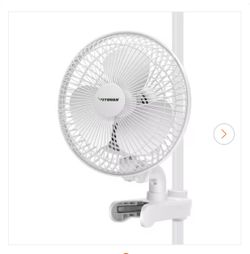 Fan VivoSun AeroWave Portable 6 in. 2-Speed Clip Fan in White with Auto Oscillating for grow tents