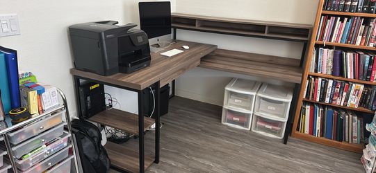 Wood/Metal L Desk