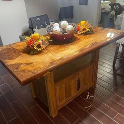 Spalted maple with antique bronze dining table