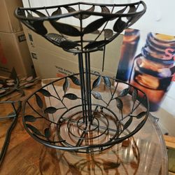 Double TIER BOWL and Wall Decor/ Wrought Iron