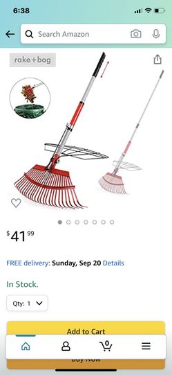 Garden Rake, 38”- 56”Leaf Rake with 72 Gal Reusable Garden Waste Bag,Adjustable Rake and Grabber Set for Gardener, 25 Tines Steel Head, 21” Wide, Har