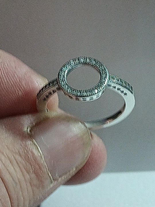 Pandora Authentic Brand New Sparkling Sterling Silver Open Circle Hearts Ring Size  7