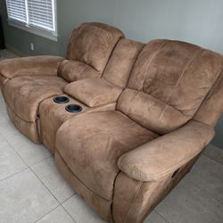 Reclining Loveseat Couch and Reclining Arm Chair