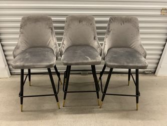 SET OF 3 GRAY BAR STOOLS