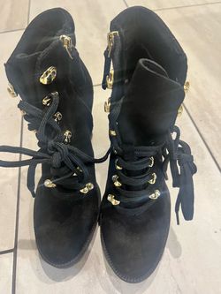 Black Suede Lace-Up JLO boots