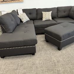 Black Sectional + Ottoman – Just $799! 🖤🛋️