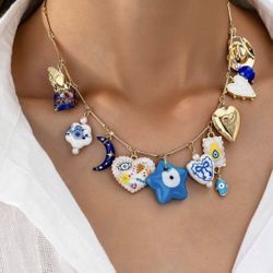 Women’s Evil Eye 🧿 Multi charm Necklace 