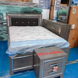 Lodanna Gray Led Panel Bedroom Set, Dresser, Mirror, Nightstand, Bed Frame// Delivery Available 