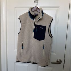 Patagonia Men's Coat M Cream Polyester with Nylon Overcoat