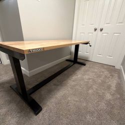 Husky 62” Adjustable Workbench – Solid Wood Top – Excellent Condition 
