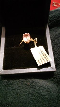 10K Gold Kunzite Diamond Ring Size 10