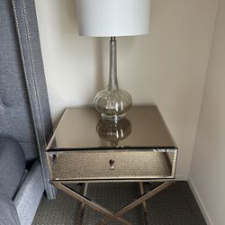 Champagne Mirrored Nightstands Set Of 2