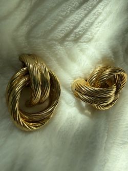 Gold tone Twisted Knot Clip-On Earrings
