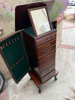 Standing Jewelry Armoire with Mirror