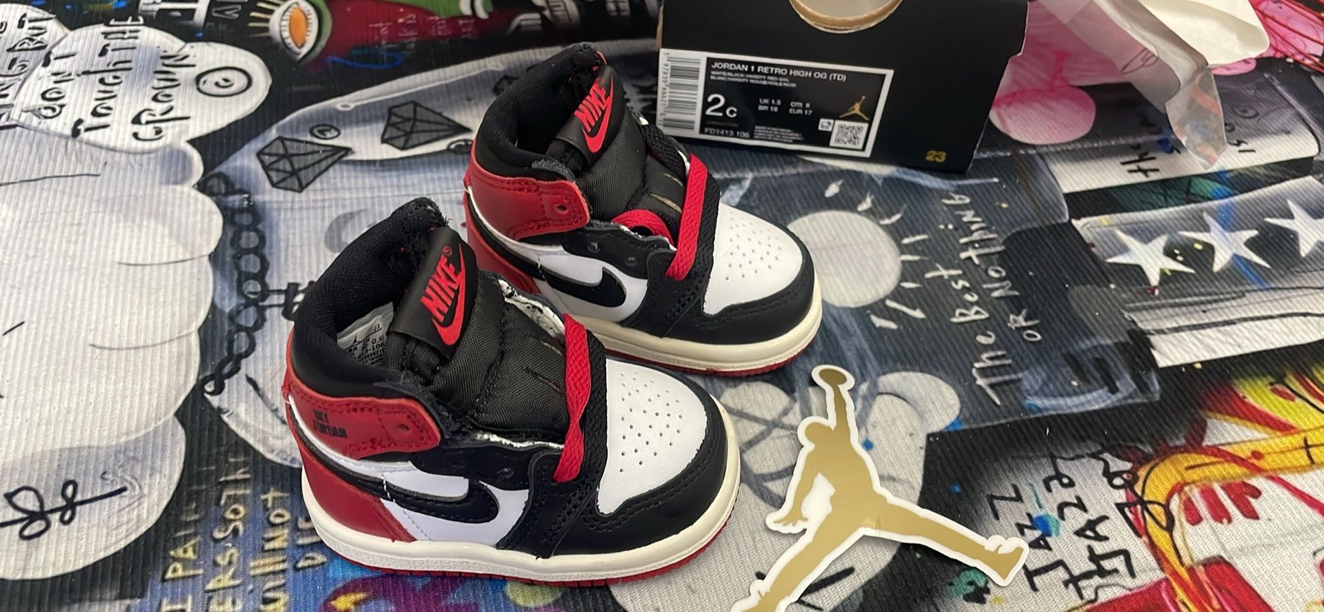 Jordan Air Jordan 1 Retro High OG 'Black Toe Reimagined' Toddler 2c